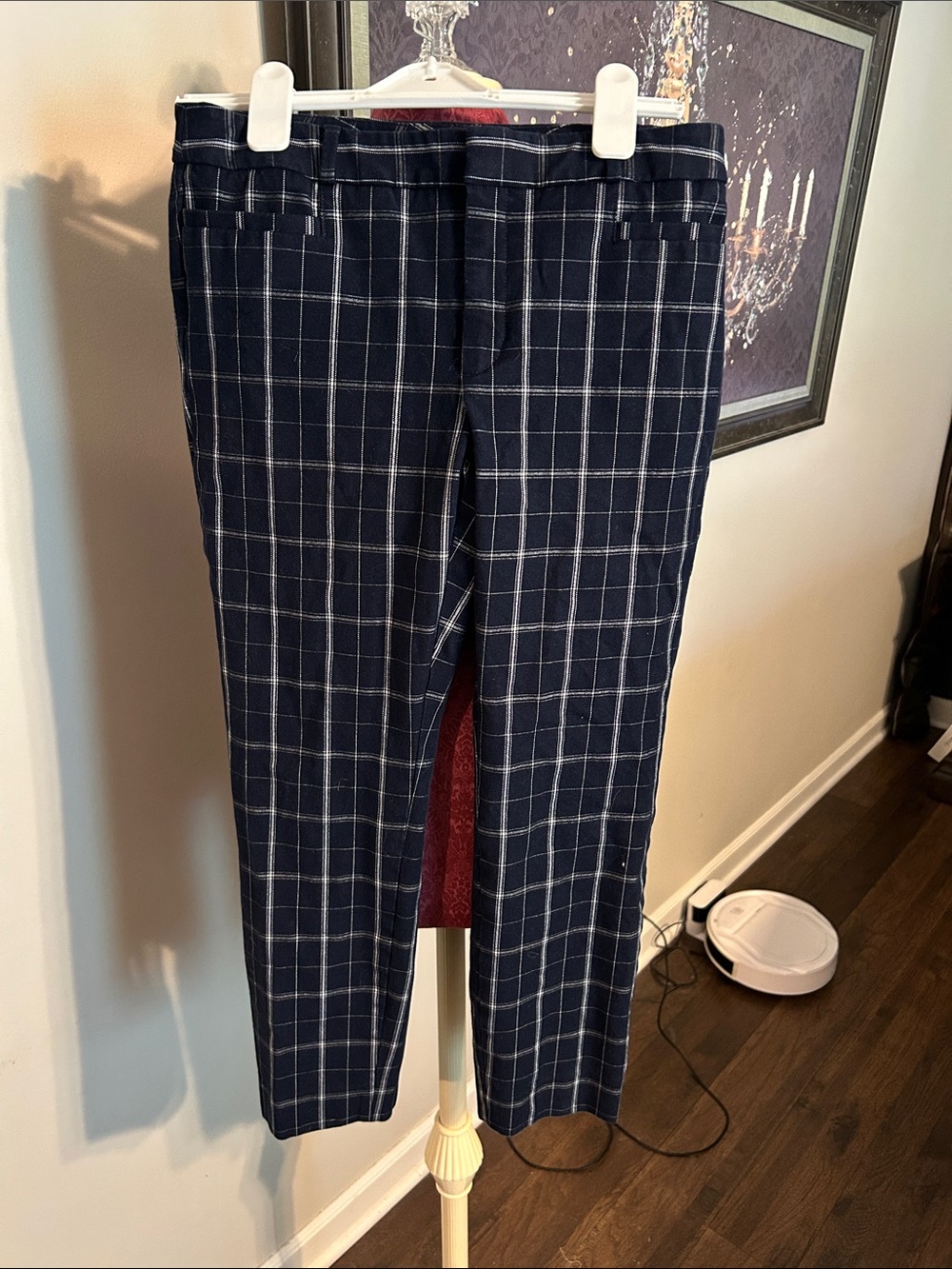 Women’s Navy Windowpane Dress Pants